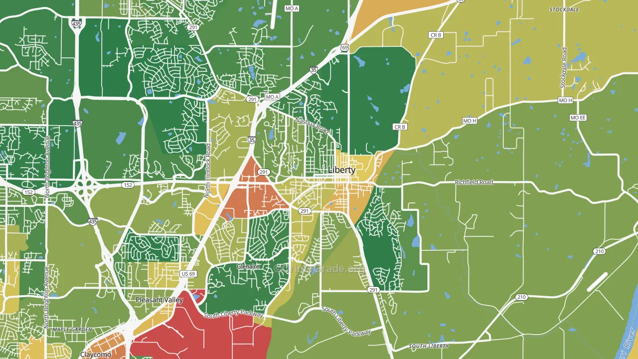 Liberty, MO Map of Burglary Rates