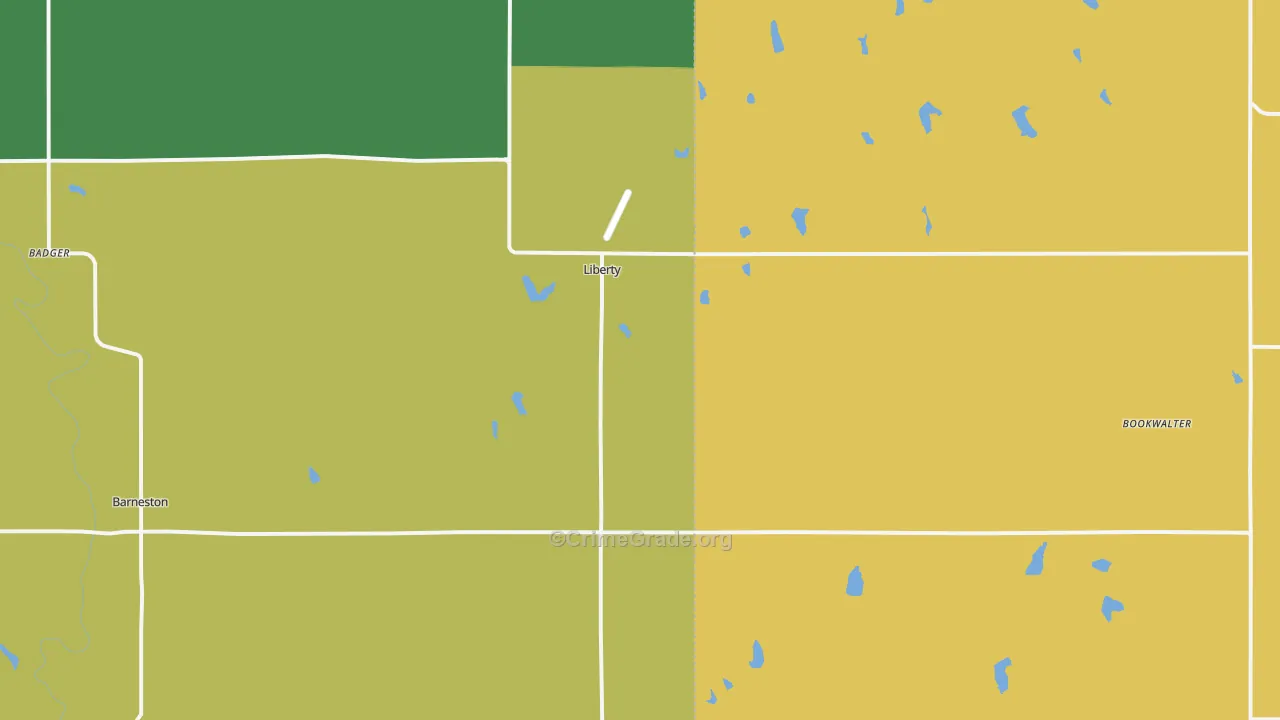 Liberty, NE Map of Burglary Rates