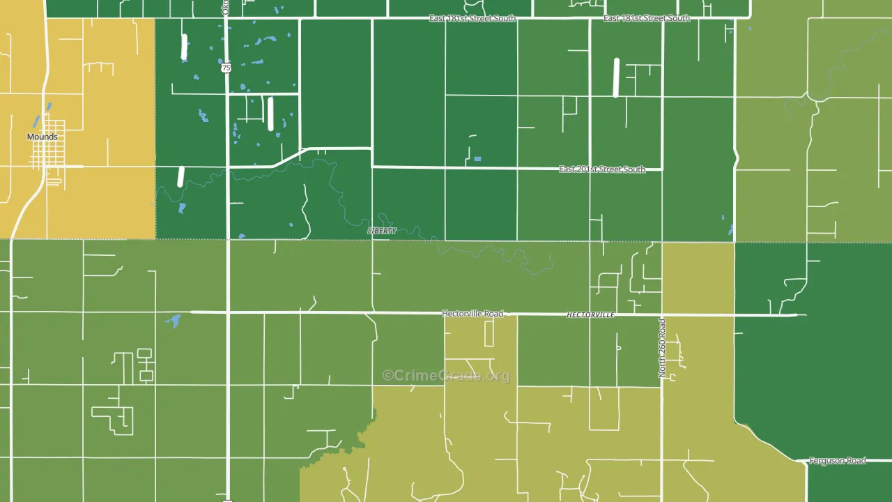 Liberty, OK Map of Burglary Rates