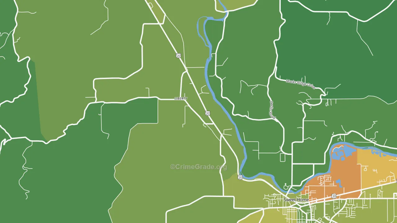 Liberty, OR Map of Burglary Rates