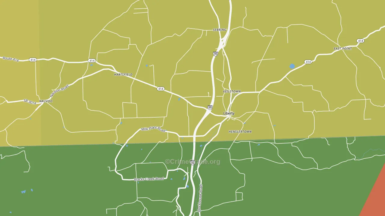 Liberty, PA Map of Burglary Rates