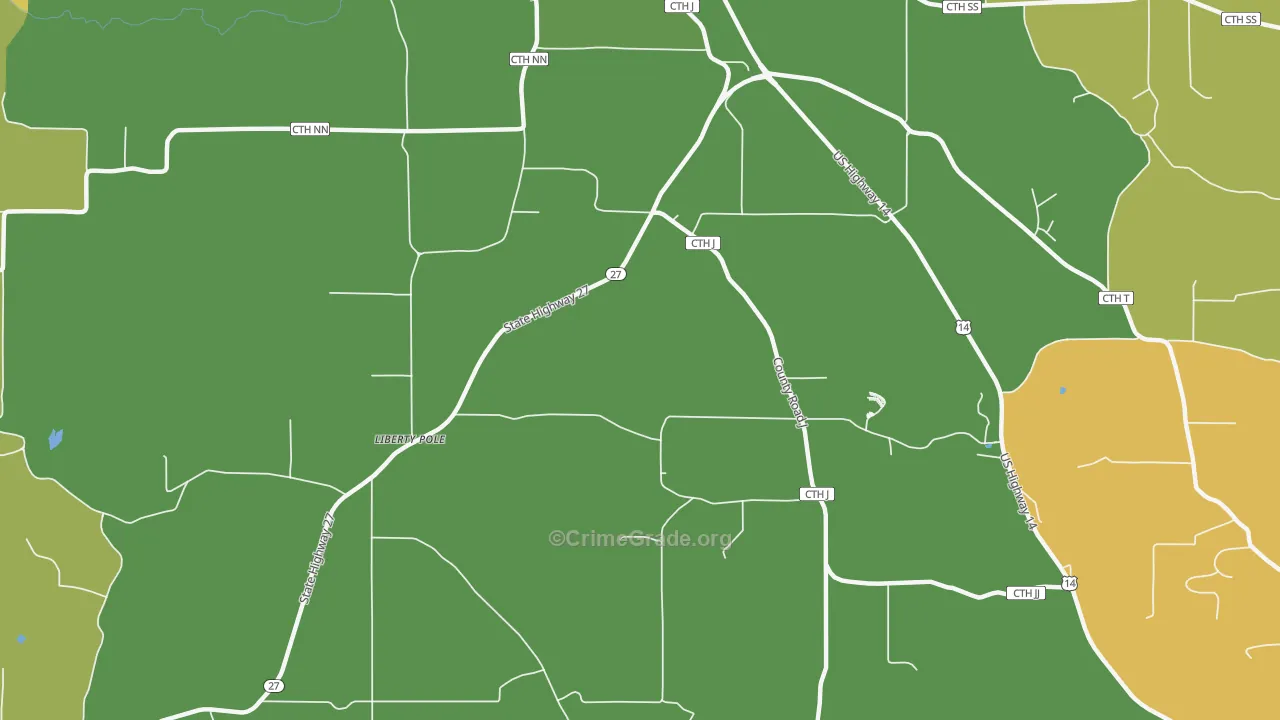 Liberty Pole, WI Map of Burglary Rates