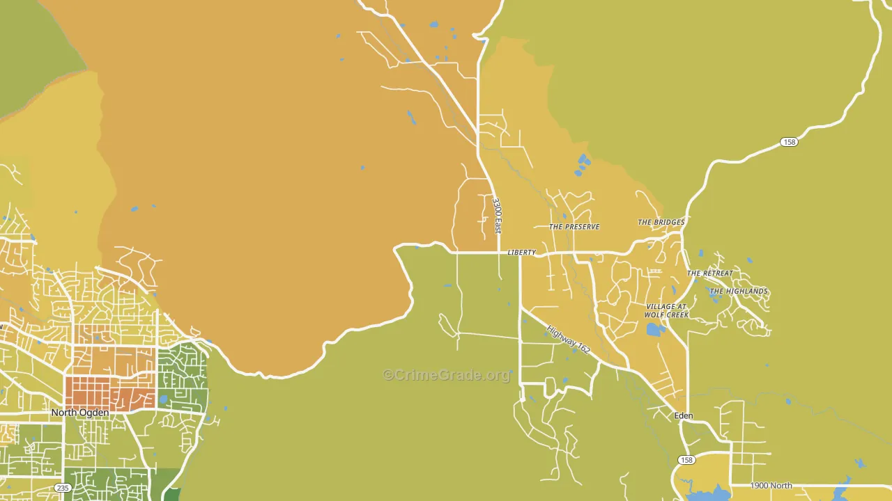 Liberty, UT Map of Burglary Rates
