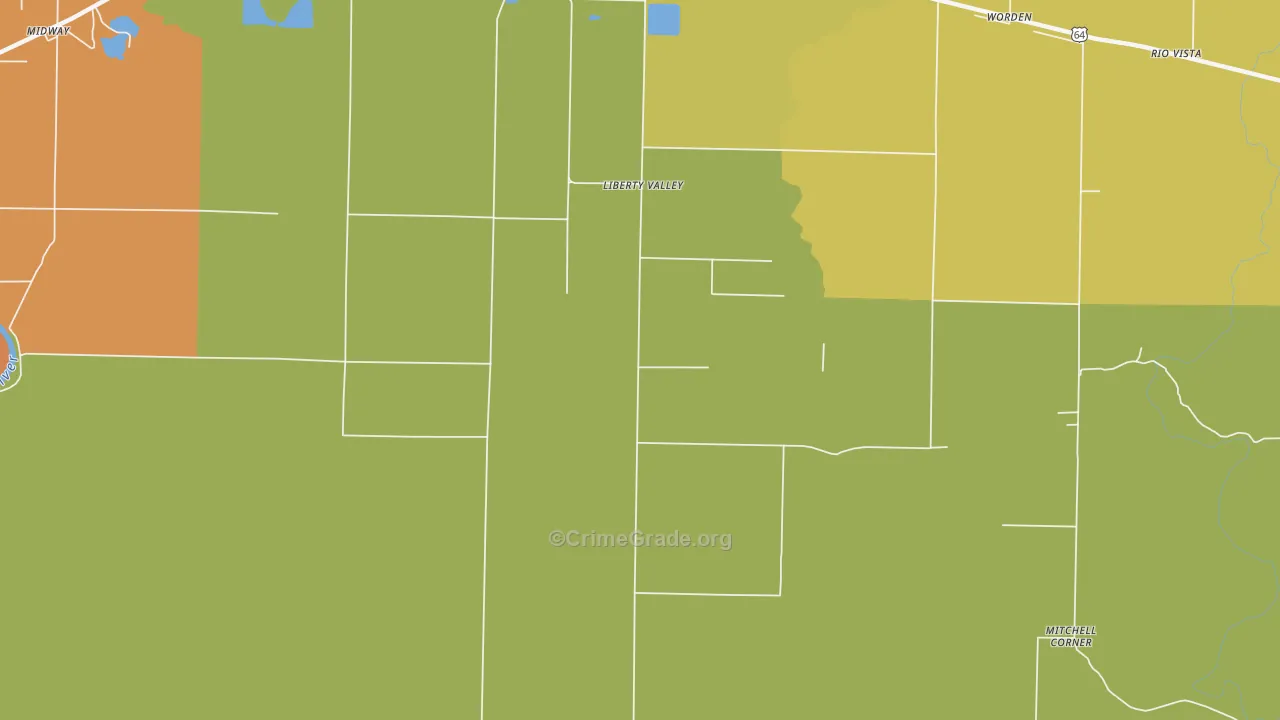 Liberty Valley, AR Map of Burglary Rates