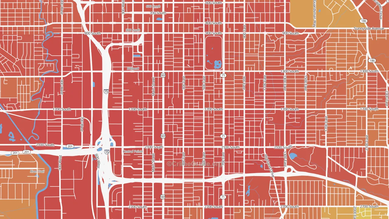 Liberty Wells, Salt Lake City, UT Map of Burglary Rates