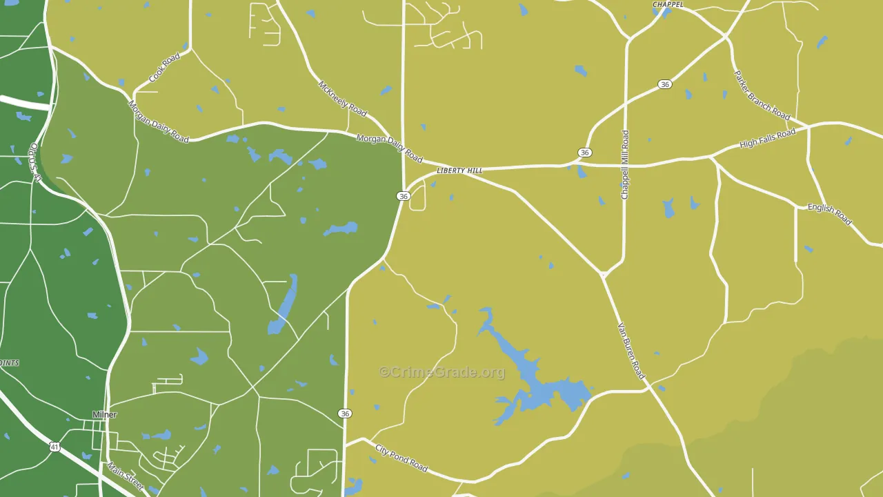 Libertyhill, GA Map of Burglary Rates