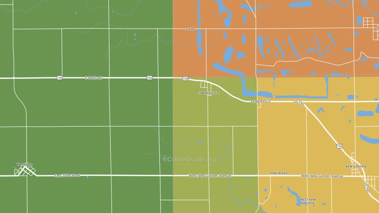 Libertyville, IN Map of Burglary Rates