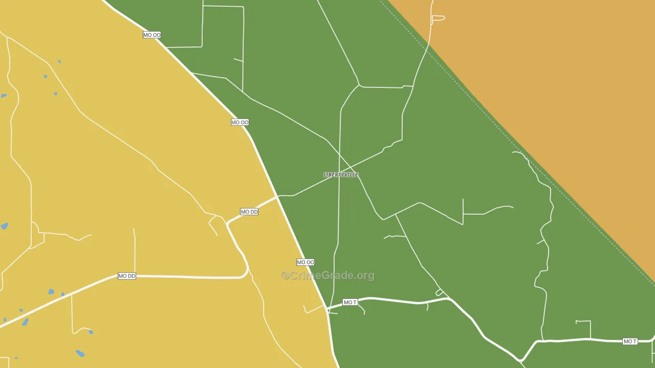 Libertyville, MO Map of Burglary Rates