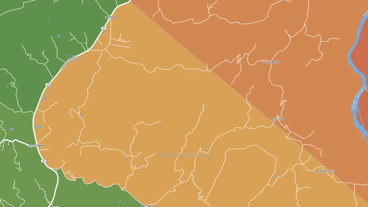 Lick Creek, WV Map of Burglary Rates