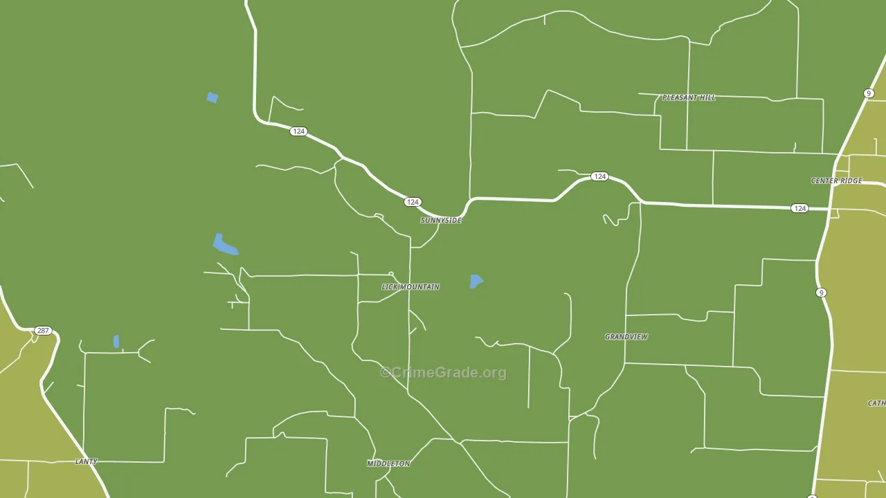 Lick Mountain, AR Map of Burglary Rates