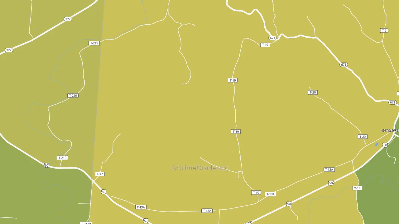 Lickskillet, OH Map of Burglary Rates