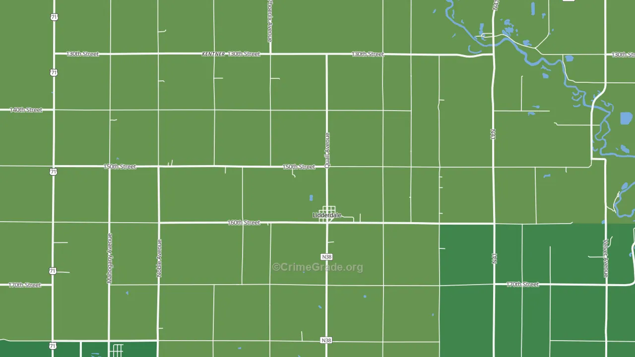 Lidderdale, IA Map of Burglary Rates