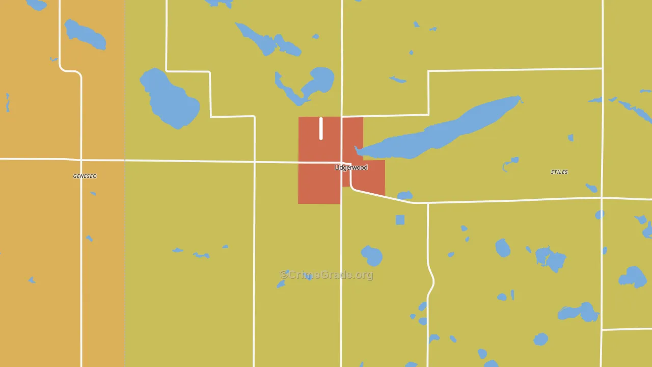 Lidgerwood, ND Map of Burglary Rates
