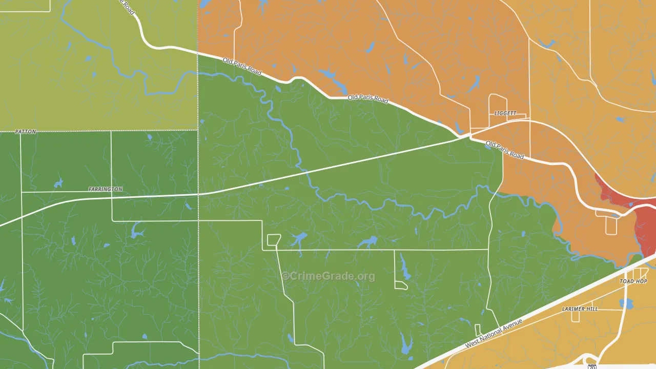 Liggett, IN Map of Burglary Rates