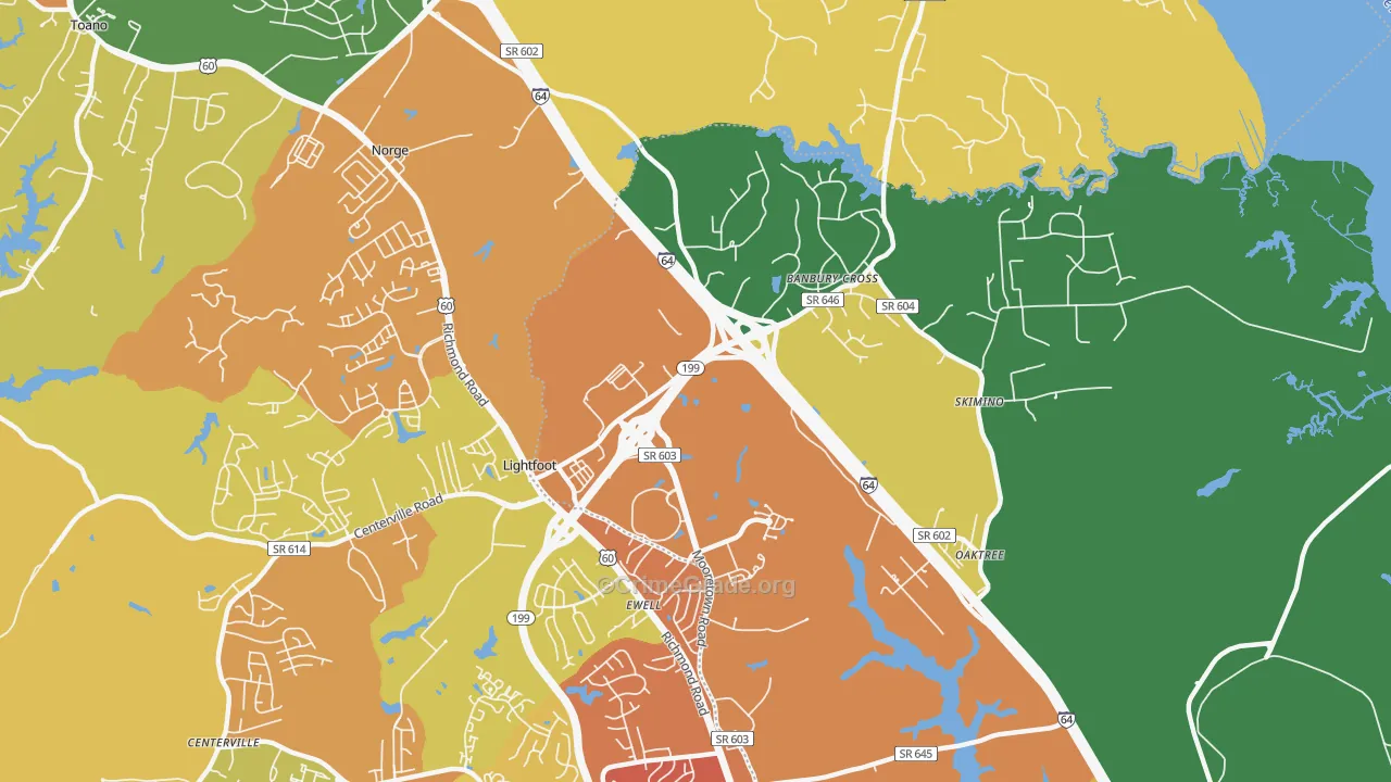 Lightfoot, VA Map of Burglary Rates