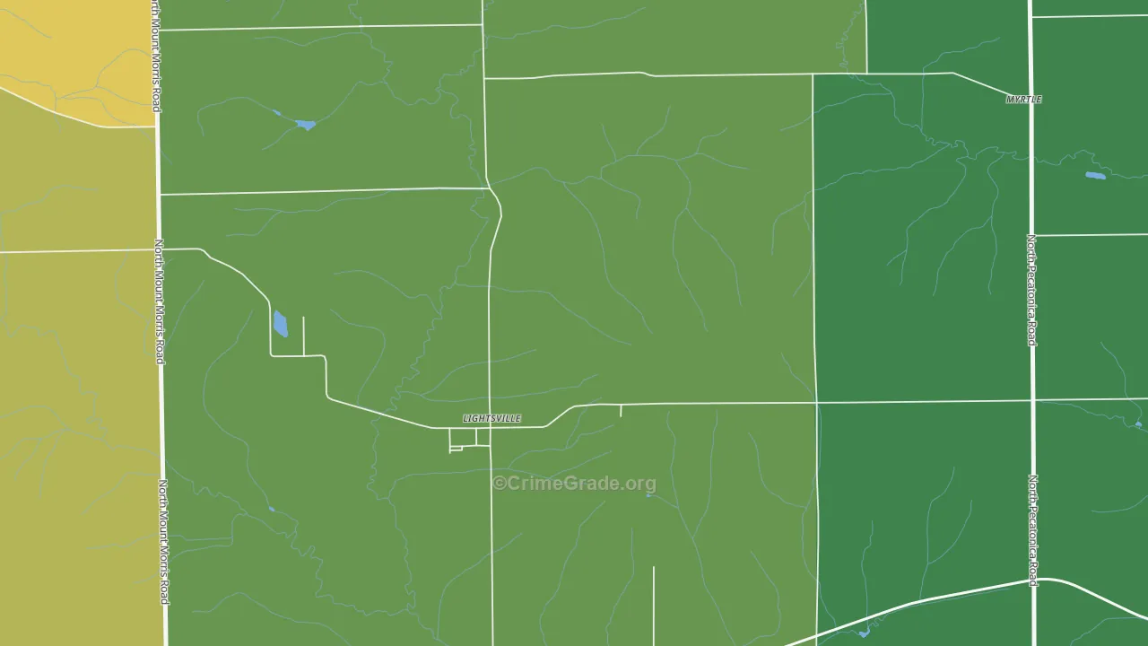 Lightsville, IL Map of Burglary Rates