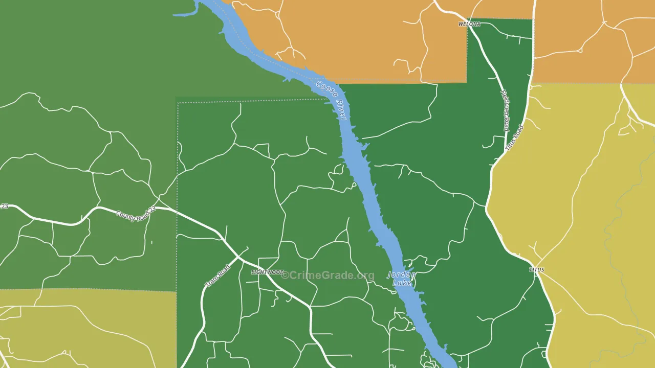 Lightwood, AL Map of Burglary Rates