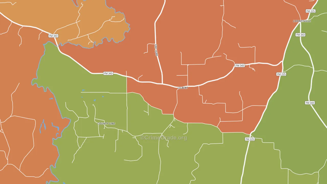 Lilbert, TX Map of Burglary Rates