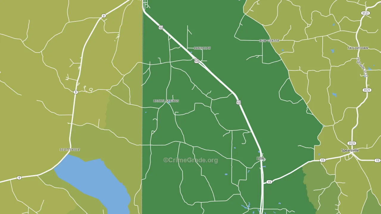 Lillie, LA Map of Burglary Rates