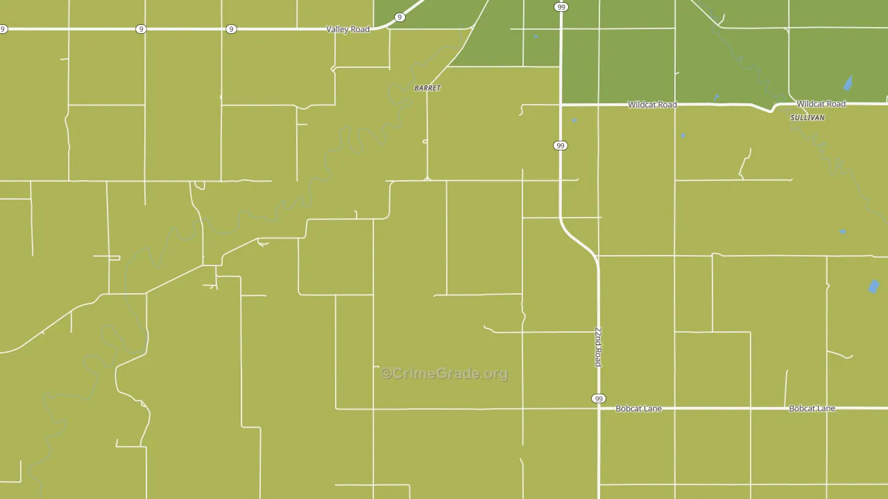 Lillis, KS Map of Burglary Rates