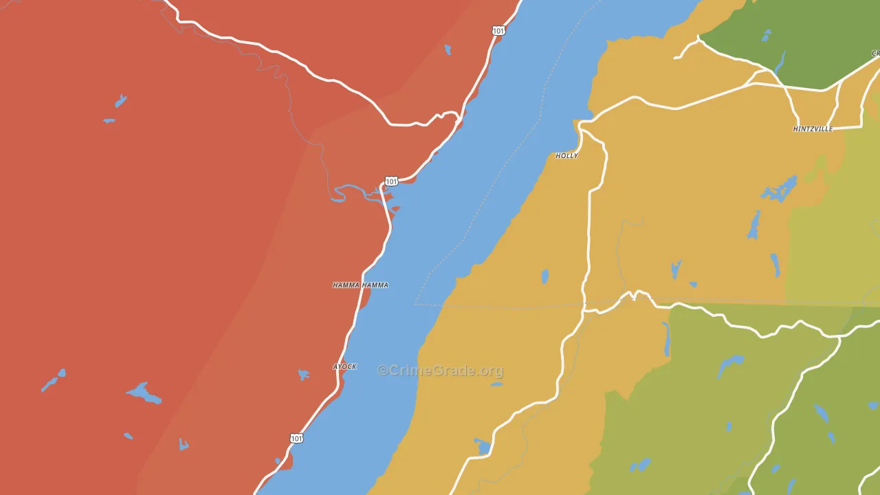 Lilliwaup, WA Map of Burglary Rates