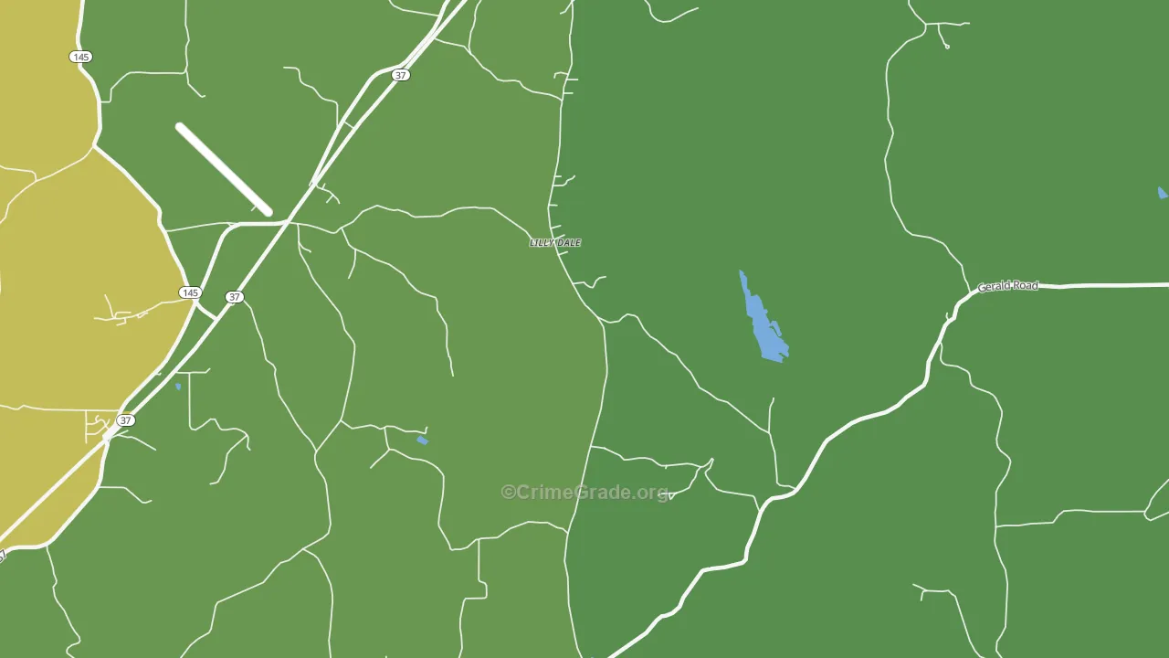 Lilly Dale, IN Map of Burglary Rates