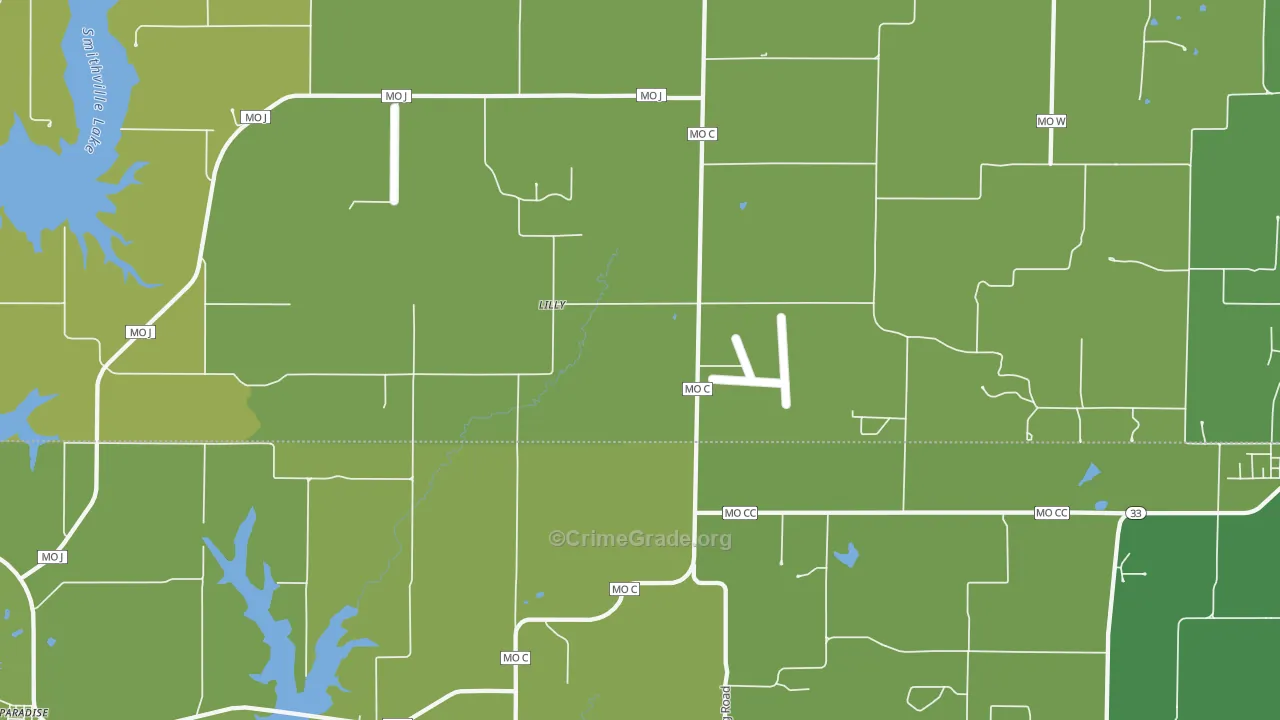 Lilly, MO Map of Burglary Rates