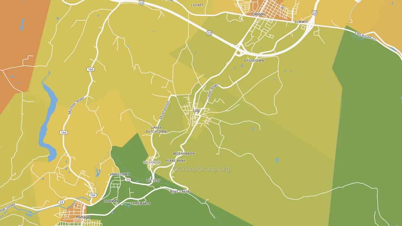 Lilly, PA Map of Burglary Rates