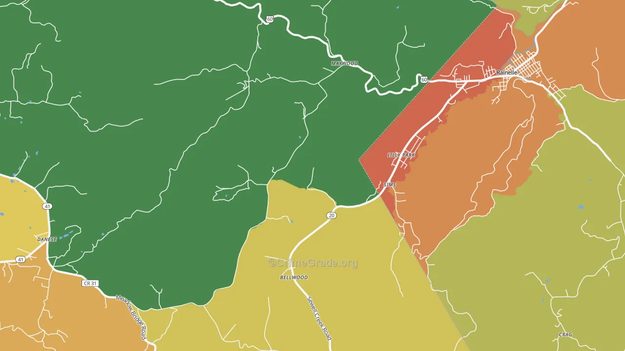 Lilly Park, WV Map of Burglary Rates