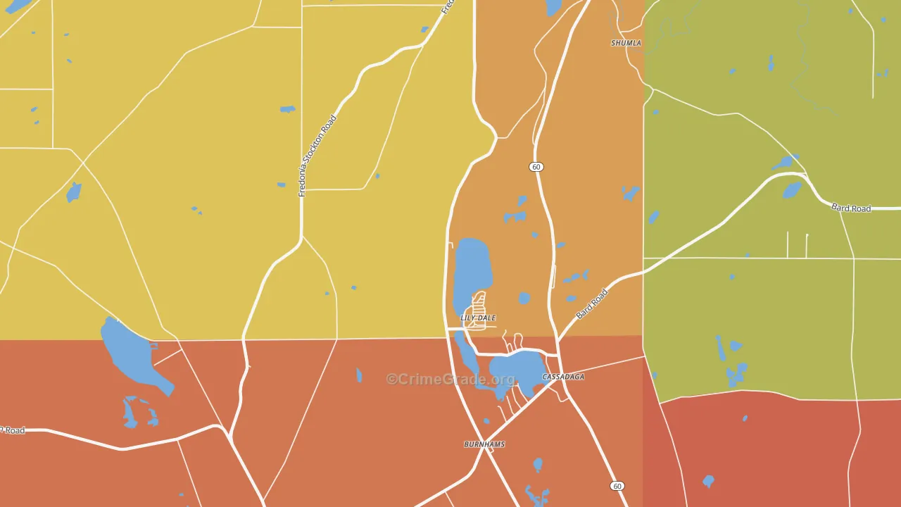 Lily Dale, NY Map of Burglary Rates