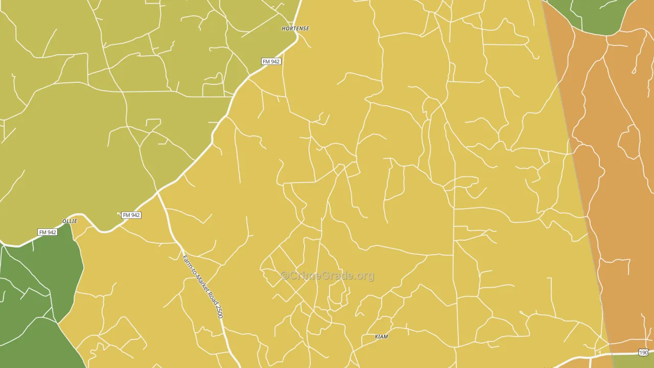 Lily Island, TX Map of Burglary Rates