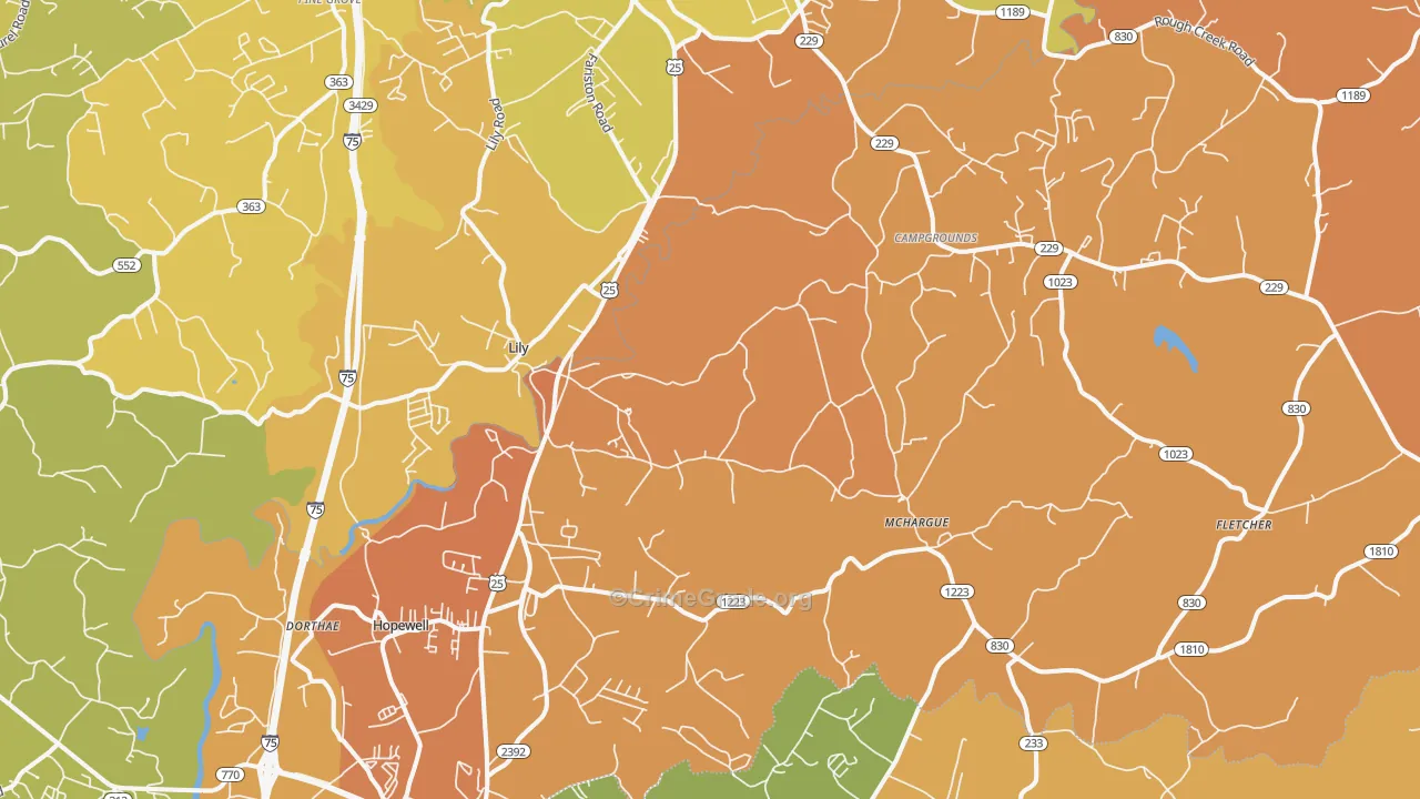 Lily, KY Map of Burglary Rates