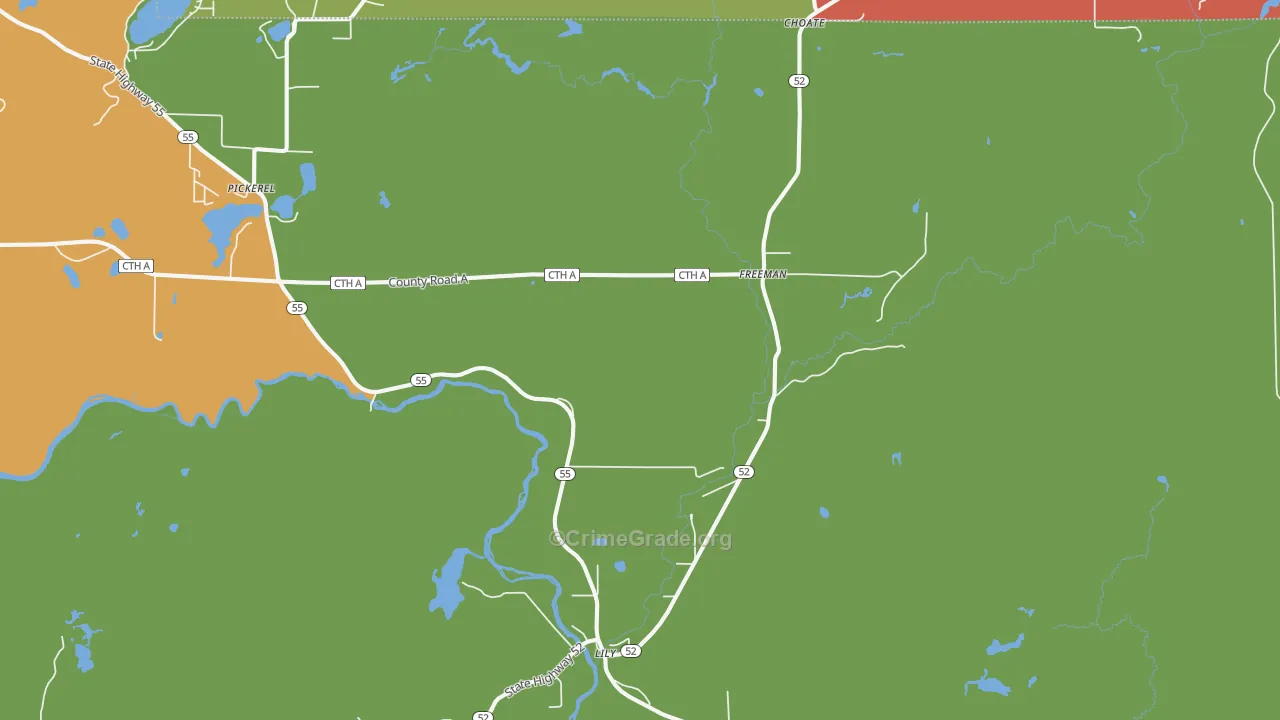 Lily, WI Map of Burglary Rates