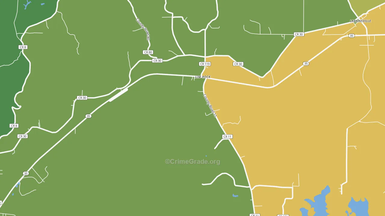 Lim Rock, AL Map of Burglary Rates