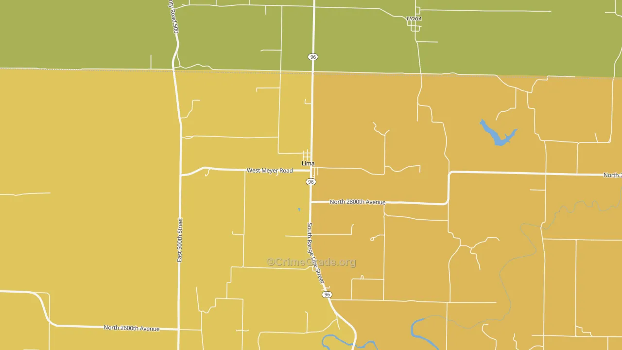 Lima, IL Map of Burglary Rates