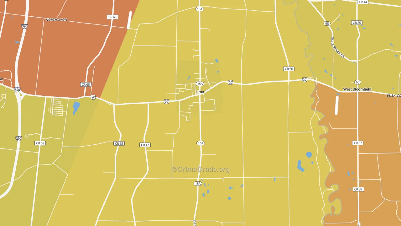 Lima, NY Map of Burglary Rates