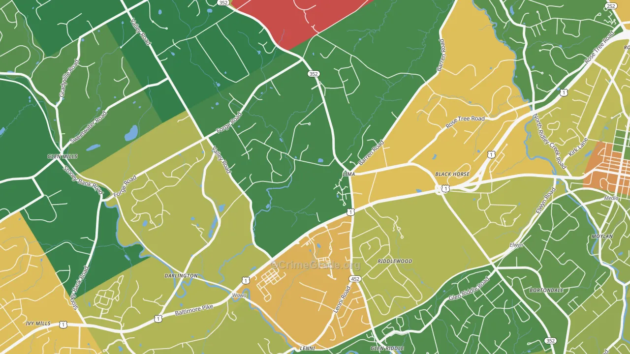 Lima, PA Map of Burglary Rates