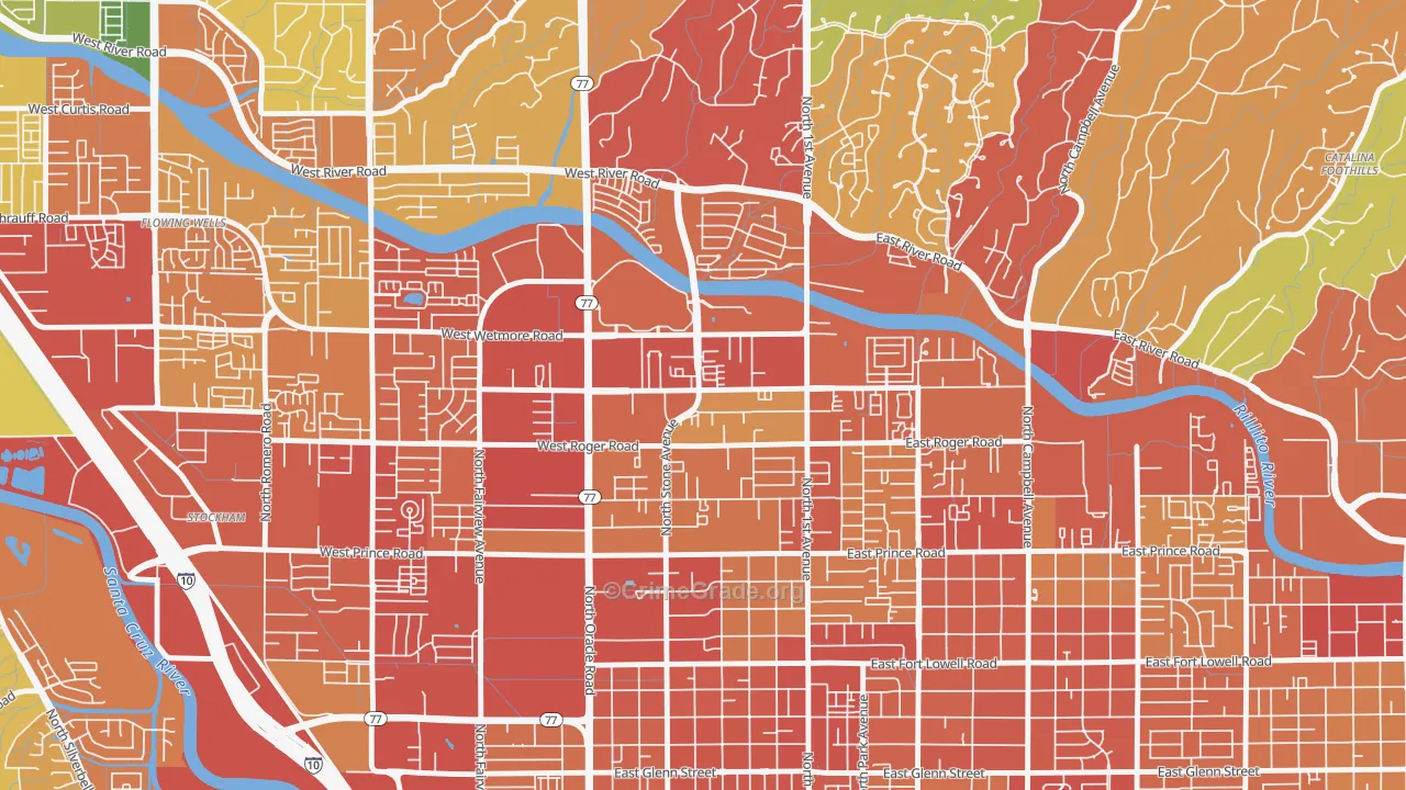 Limberlost, Tucson, AZ Map of Burglary Rates