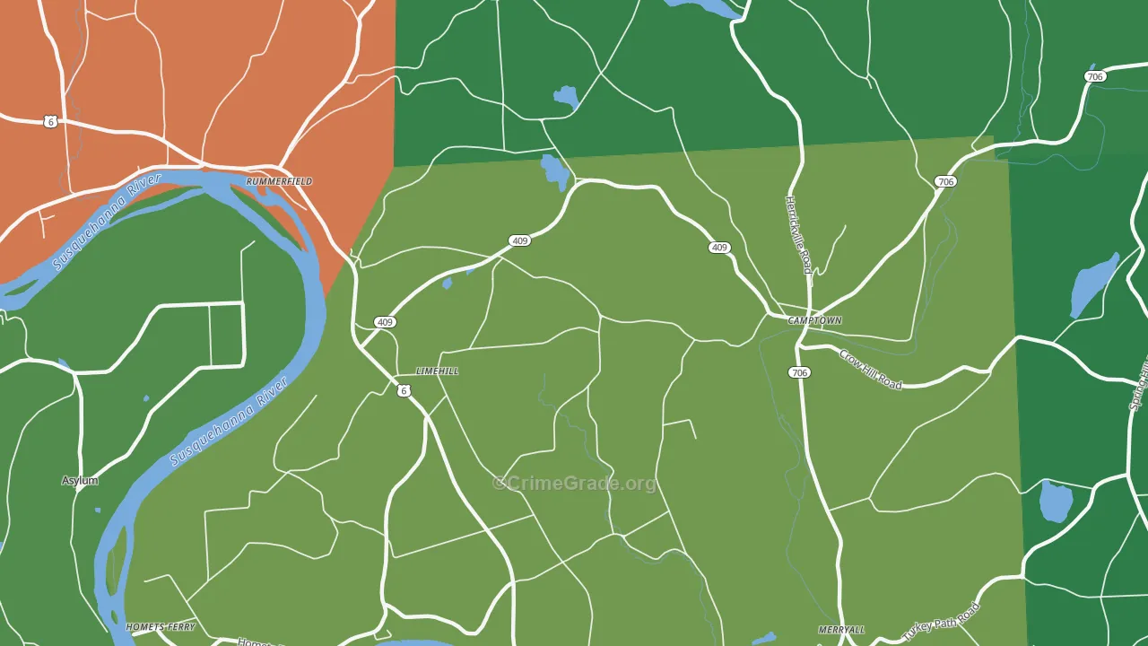 Limehill, PA Map of Burglary Rates