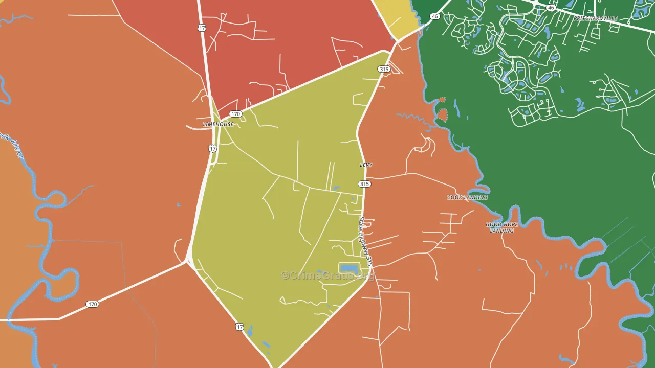 Limehouse, SC Map of Burglary Rates