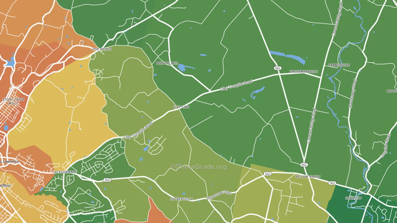 Limekiln, PA Map of Burglary Rates