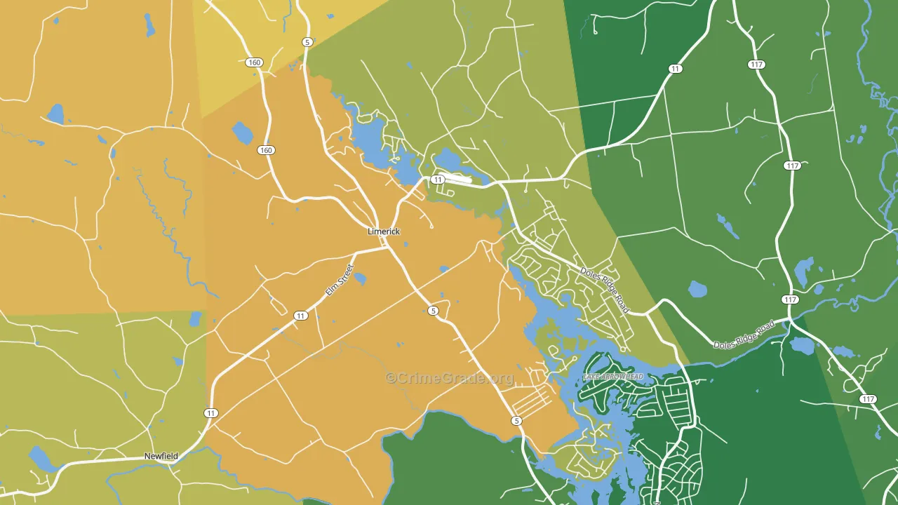 Limerick, ME Map of Burglary Rates