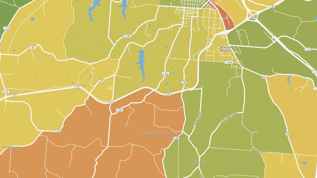 Limerick, OH Map of Burglary Rates