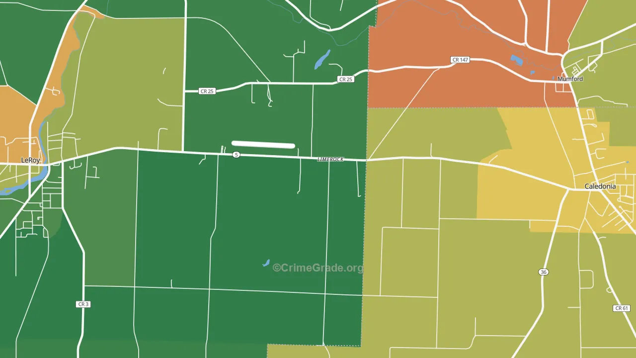 Limerock, NY Map of Burglary Rates