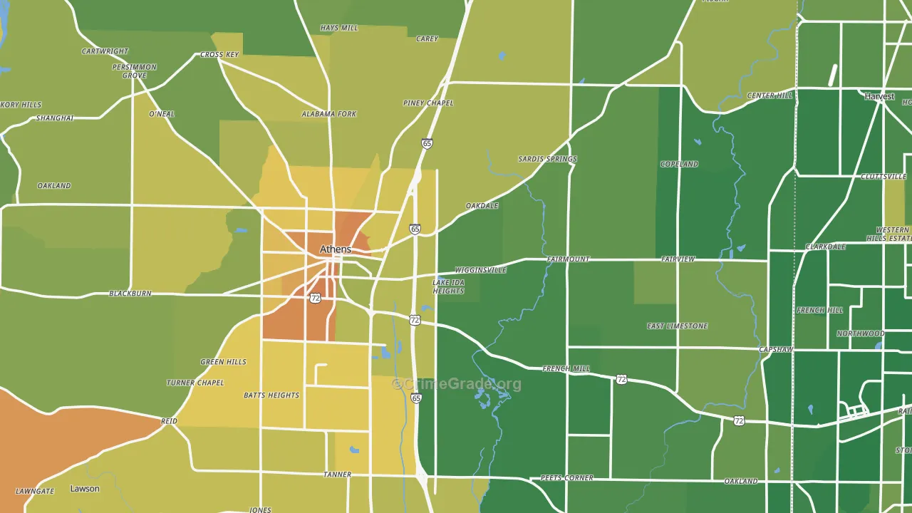 Limestone County, AL Map of Burglary Rates