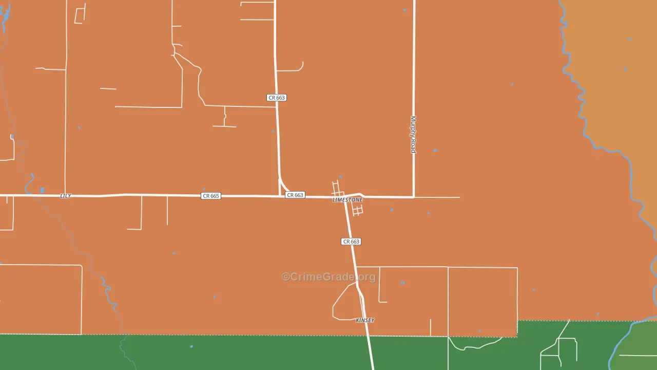 Limestone, FL Map of Burglary Rates