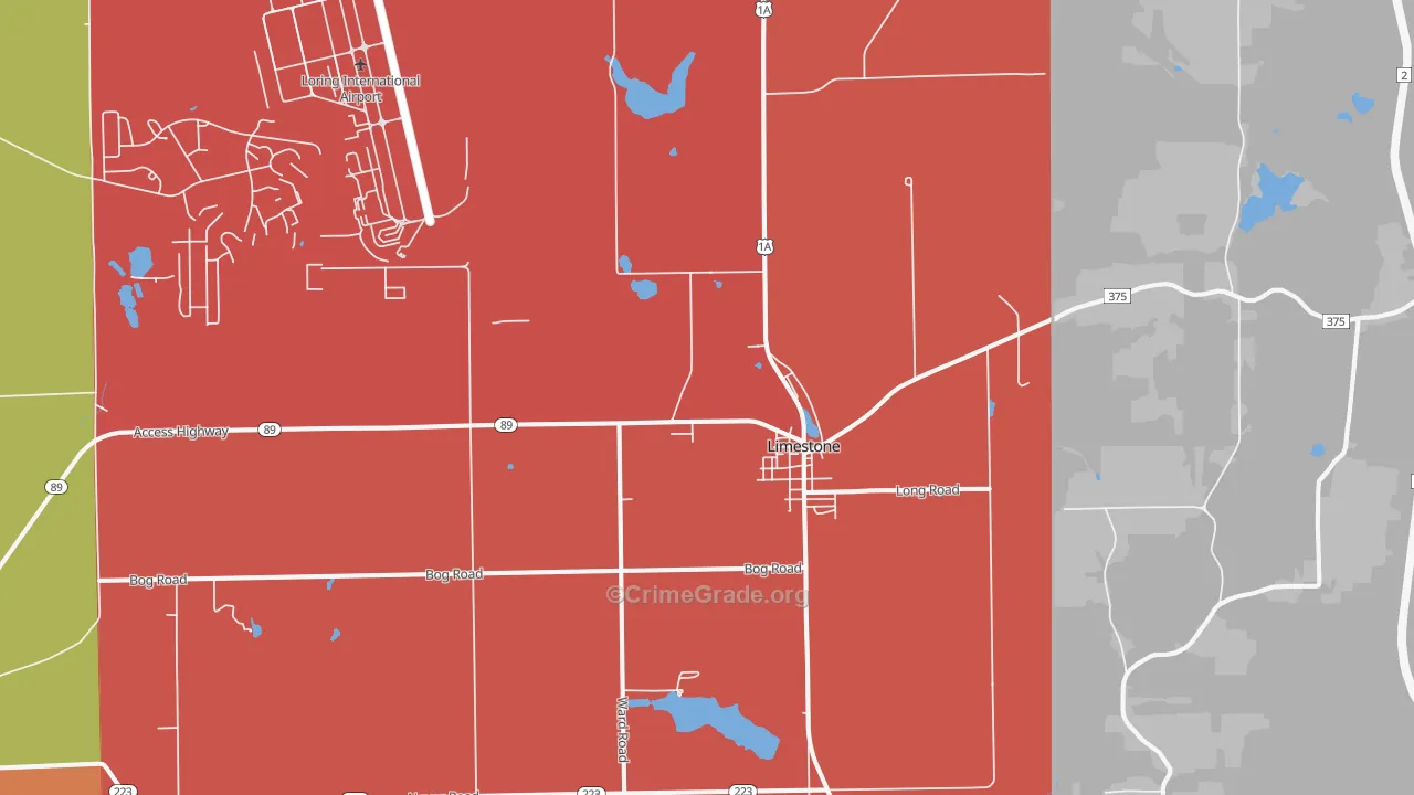 Limestone, ME Map of Burglary Rates