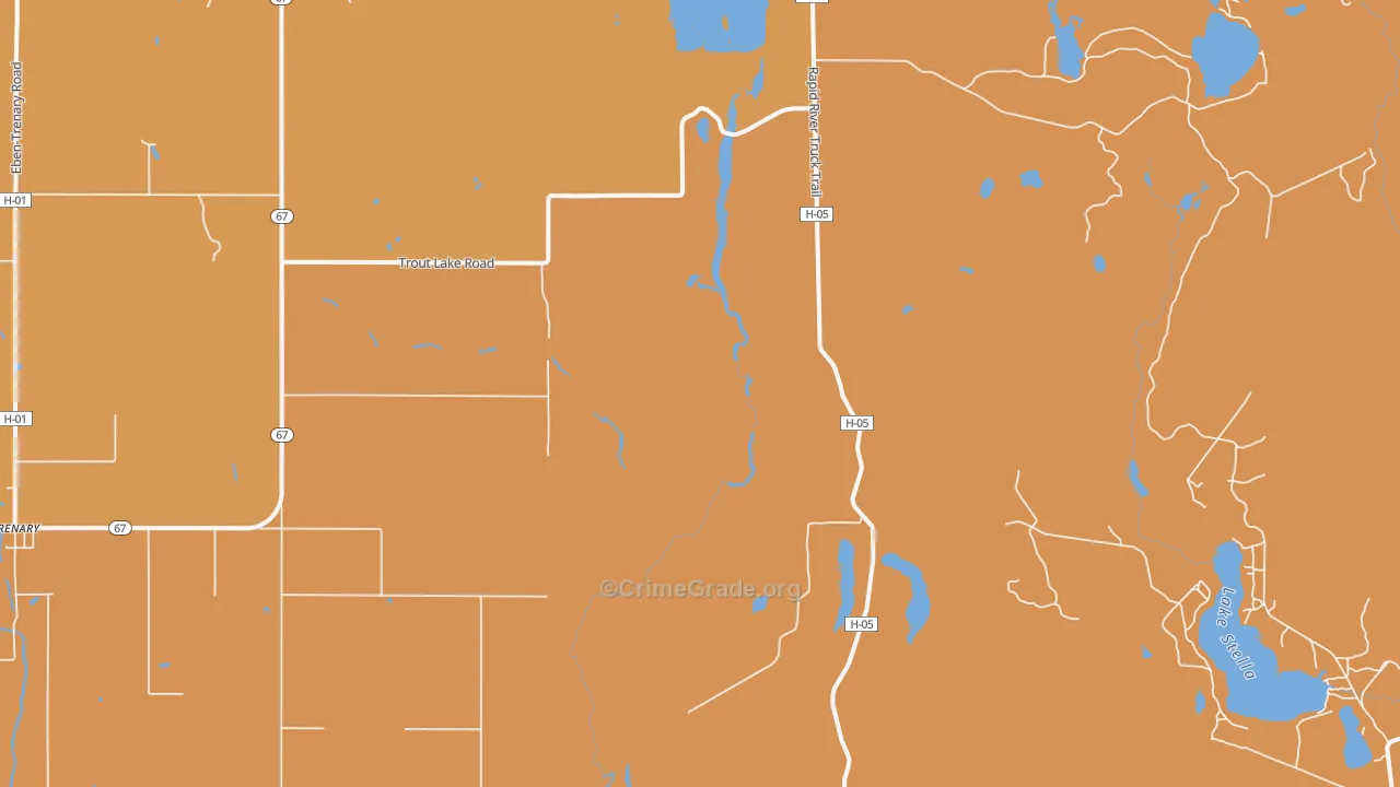 Limestone, MI Map of Burglary Rates