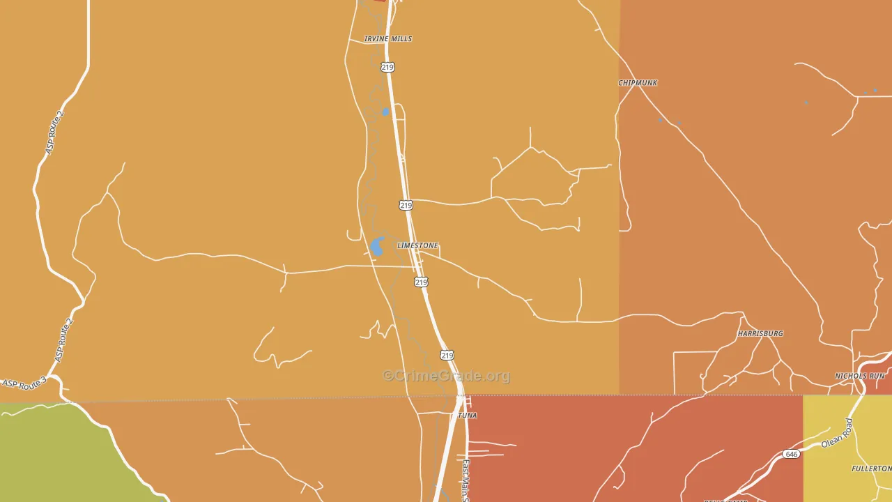 Limestone, NY Map of Burglary Rates