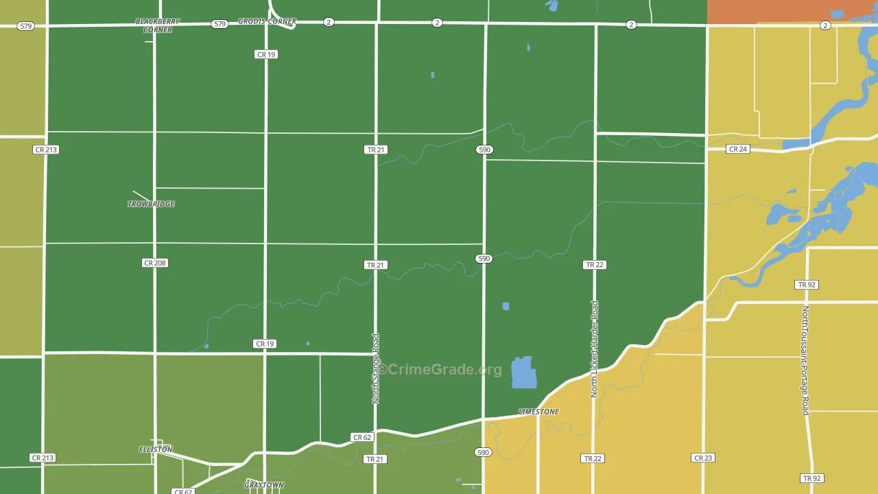 Limestone, OH Map of Burglary Rates